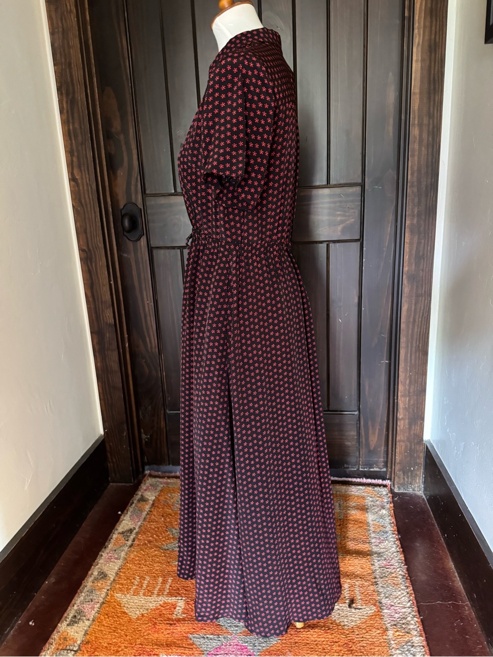 J.Crew Cerise Floral Crepe Chine Button-Front Burgundy Polka Dot Shirt Dress - Picture 4 of 9